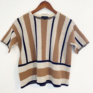 J CREW Merino Wool Stripe Short Sleeve Sweater